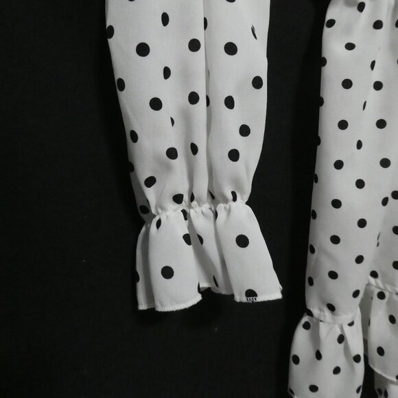 BOOHOO | size 16 | Black and White PolkaDot Romper | Tie Front - Picture 6 of 16